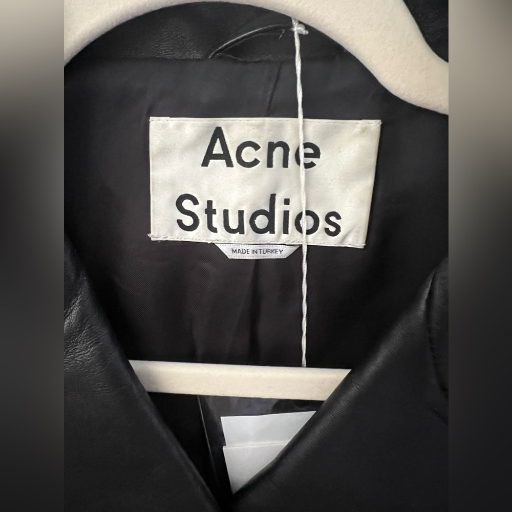 ACNE Studios Mock Core Leather Moto Jacket in Black Women’s Size 2 New - Picture 6 of 13